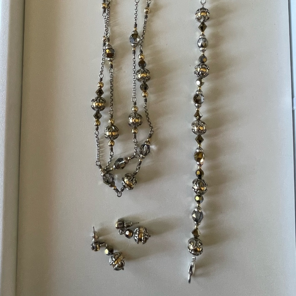 3pc Brighton Silver, Gold, Crystal, Necklace, Bracelet and Earrings